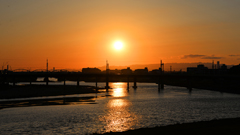 大和川の夕日