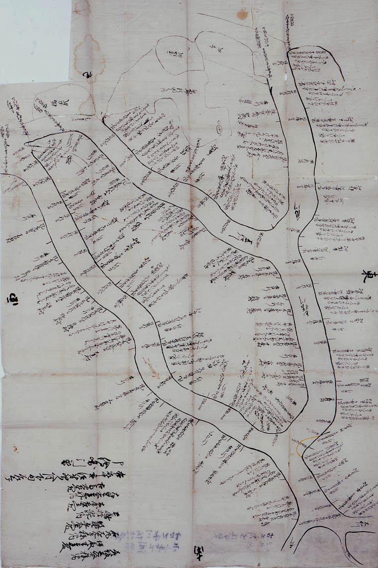 古大和川附換前水害下調図（堤防比較調査図、当館所蔵中家文書、市指定文化財）